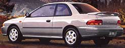 Subaru Impreza L coupe: 1998, silver, with spoiler