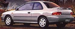 silver Impreza coupe with spoiler