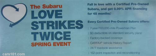 May 2014- Subaru Certified Love Springs Twice sales event