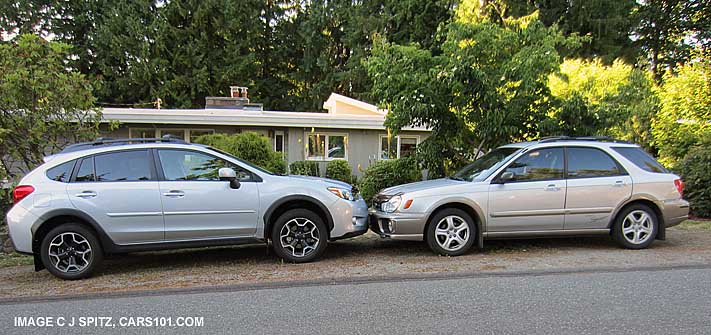 2013 crossterk and 2002 impreza outback sport grill to grill