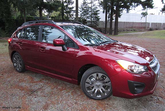 2012 Impreza camillia red pearl 5 door hatchback