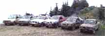 1980s Subarus on a hilltop