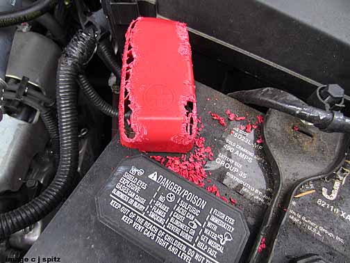 mice gnawed on this battery terminal