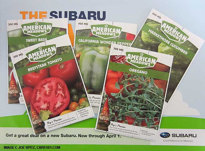 free packets of seeds from subaru during their march 2013 spring love sales event