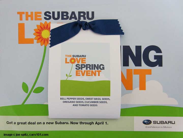 seed packets during subaru spring loves sales event march 2013