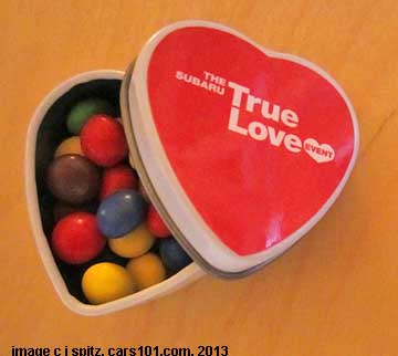 subaru 2013 heart shaped tin with chocolate covered candies