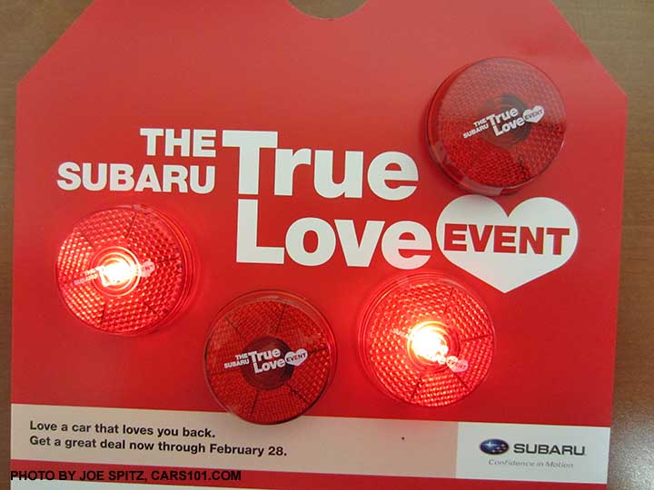 flashing  Subaru True Love lights available at your local Subaru dealer, while supply lasts