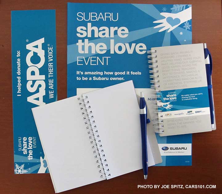 2015 Subaru Share The Love free spiralbound notepad and pen