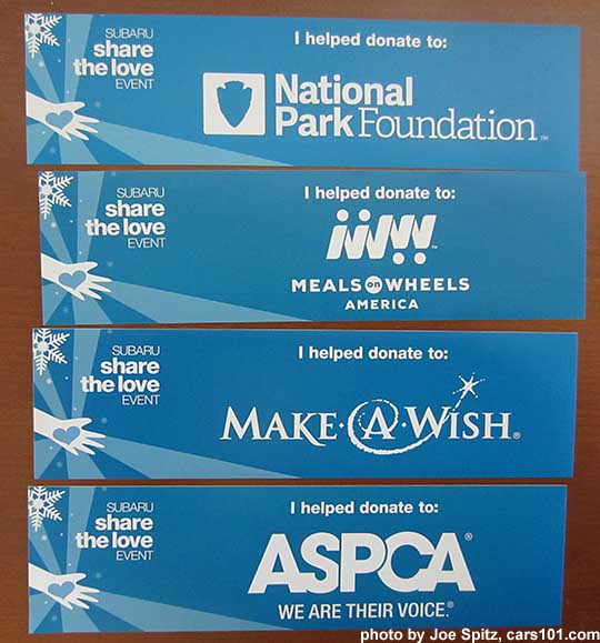 2015 Subaru Share The Love bumper or window stickers - ASPCA, Make-A-Wish, Meals on Wheels,  National Park Foundation