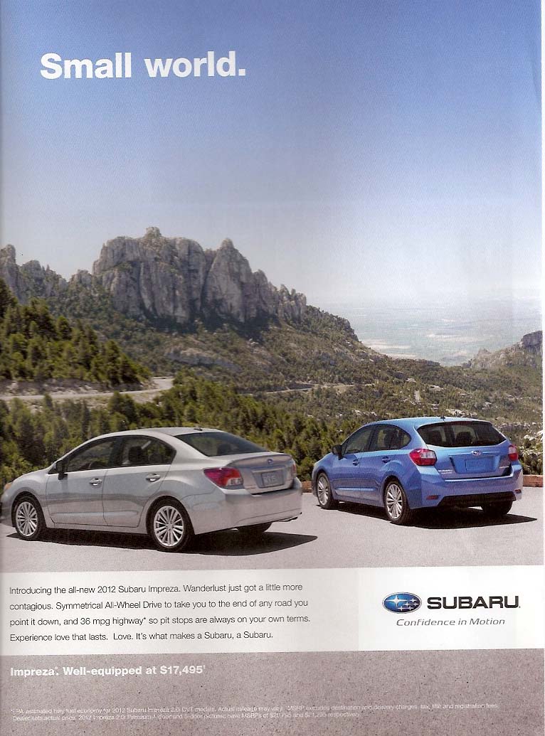 Introducing the all-new 2012 Subaru Impreza advertising, February 2012