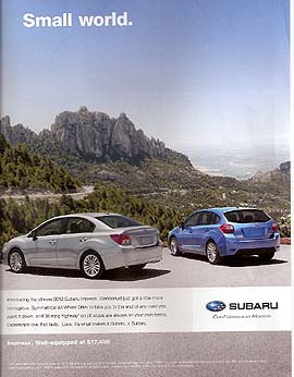 Introducing the all new 2012 subaru impreza small magazine ad,  February 2012