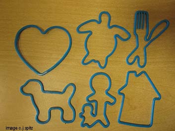 animal shaped rubber bands- turtle, dog, kids, fork and knife, house