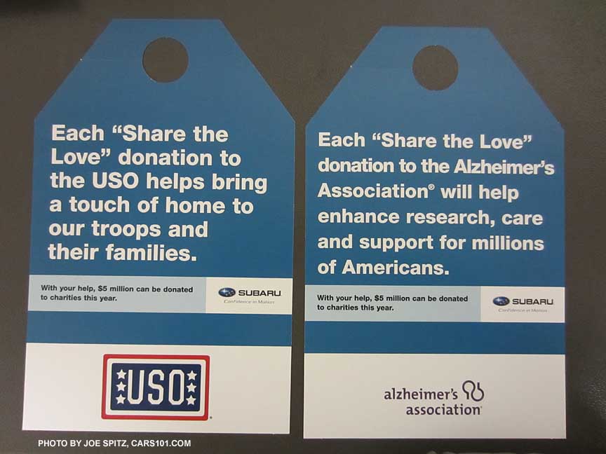 subaru mirror hang-tags for the 2012 share the love event