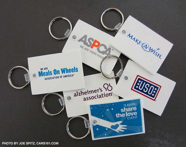 subaru 2012 share the love event free key fobs, USO, ASPCA, Make A Wish, Meals On Wheels, Alzheimer's Association