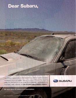 Subaru Forester ad 'I was driving on a gravel road...'
