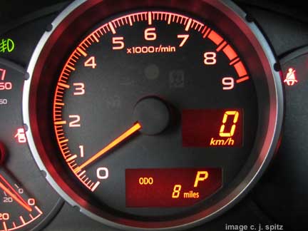 close-up of tachometer