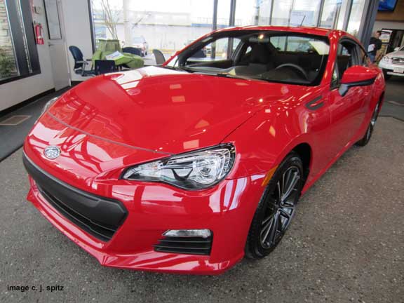 2013 subaru brz premium front view, lightning red