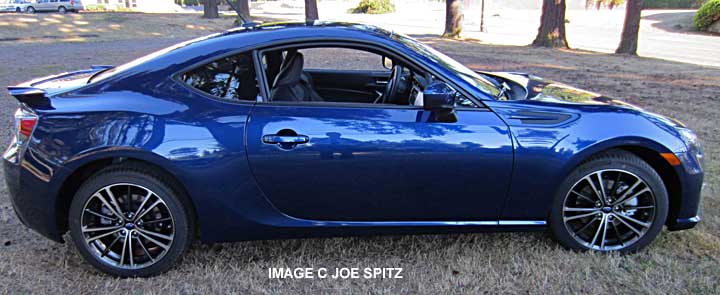 full side view 2013 subaru brz, galaxy blue silica color shown