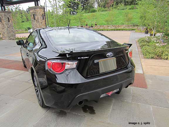brz rear view, 2013 black limited with rear spoiler