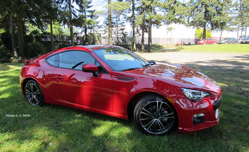 side photo- lightning red brz