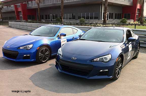 2013 subaru brzs side by side- wr rally blue and galaxy blue