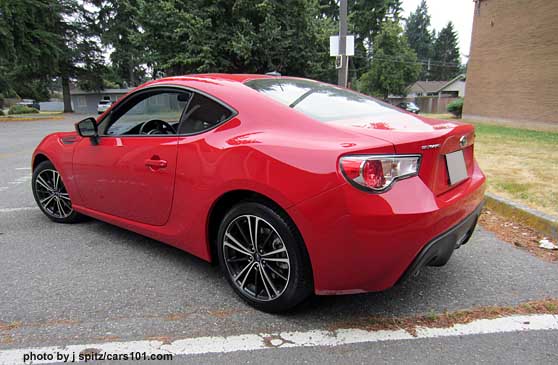 brz, rear view, premium, no optional rear spoiler, red color