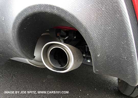 2014 and 2013 Subaru BRZ dual exhaust tips, right side shown