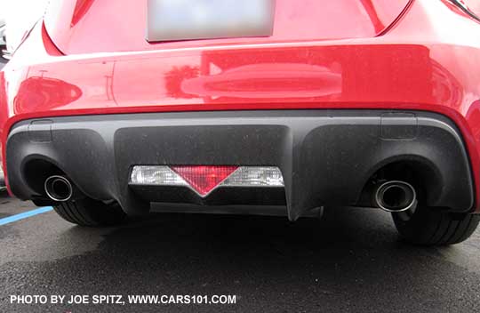 2014 and 2013 Subaru BRZ exhaust. Lightning Red car shown