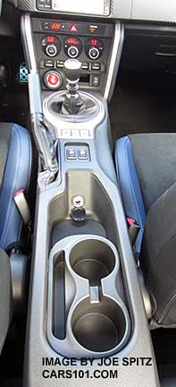 2015 BRZ center console with adjustable/removeable cupholder. Manual series.blue shown