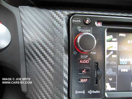 close-up of the BRZ series.blue large pattern carbon fiberlike dash trim