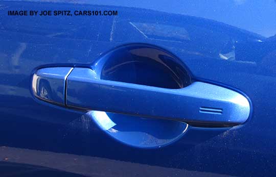 2015 Subaru BRZ Limited passenger door handle with keyless access hotspot, wr blue shown