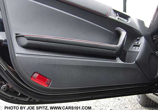 2015 Subaru BRZ Premium doors have a lower red reflector shown here. Limiteds have a courtesy light.