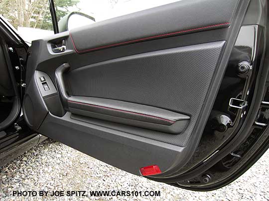 2015 Subaru BRZ Premium doors have a lower red safety reflecftor shown here. Limiteds have a lower courtesy light.