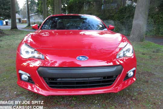 front of the Lightning Red 2015 Subaru BRZ