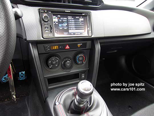 2015 Subaru BRZ Premium audio, heater/ac controls, and passenger side dashboard