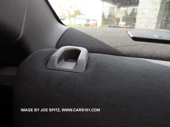 Subaru BRZ rear seat latch alert is in the upper corner of the seat.
