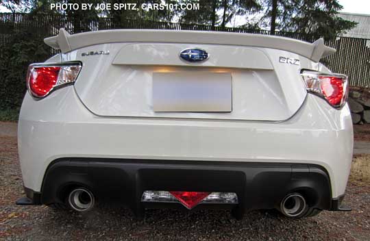 2015 BRZ Limited Series.Blue rear view with rear corner underspoilers. The dual exhuast is standard on all models