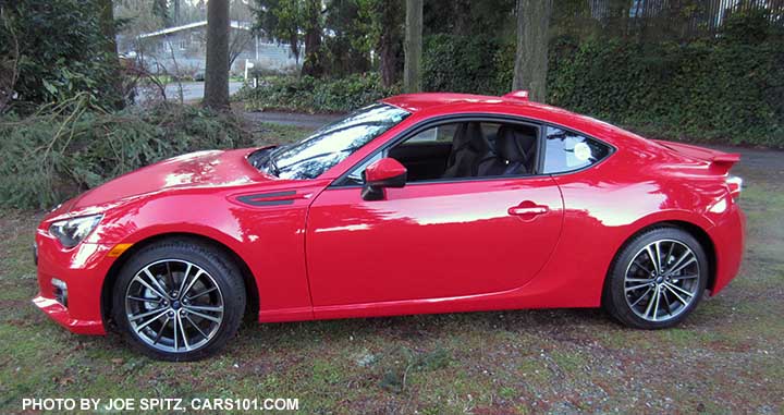 side view 2015 Lightning Red Subaru BRZ Limited