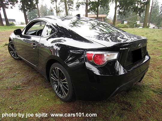 rear view 2015 BRZ Premium, black. No rear spoiler