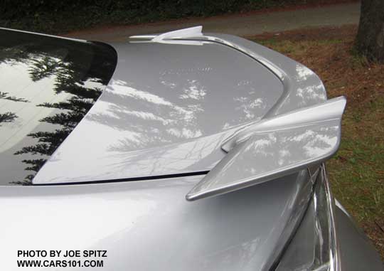 close-up of the 2015 ice silver Subaru BRZ Limited rear spoiler