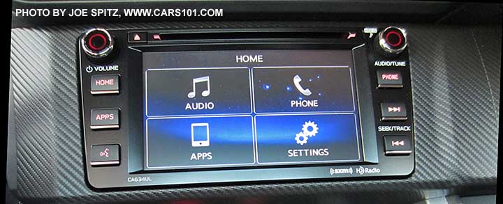 new for 2016 BRZ- 6.2" audio system. Home screen shown