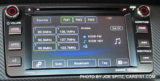 new for 2016 BRZ- 6.2" audio system, FM screen shown