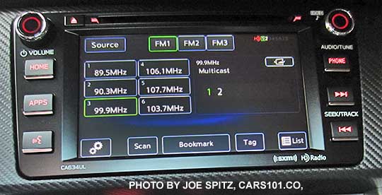 new for 2016 BRZ- 6.2" audio system. FM HD station screen shown