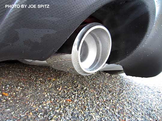 2016 Subaru BRZ dual exhaust tips, left side shown