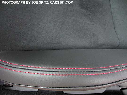 2016 BRZ Limited black alcantara seat surface, leather bolsters, red stitching