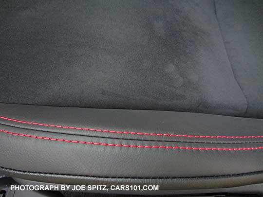 2016 BRZ Limited black alcantara seat surface, leather bolsters, red stitching