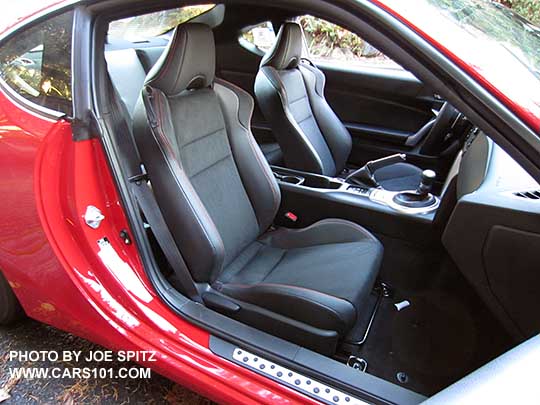 2016 BRZ Limited front seats,  automatic transmission. Pure red color.