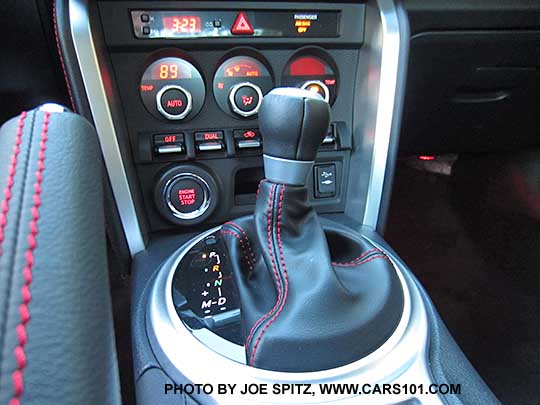 2016  Subaru BRZ Limited automatic transmission shift knob and gloss black gear indicator