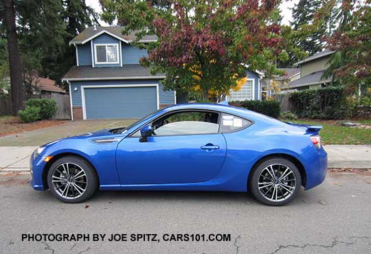 side view 2016 Subaru BRZ Limited, WR Blue color shown