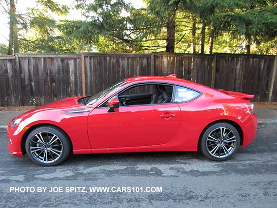 side view 2016 BRZ, pure red color